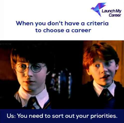 LaunchMyCareer Harry Potter meme about choosing a career without criteria